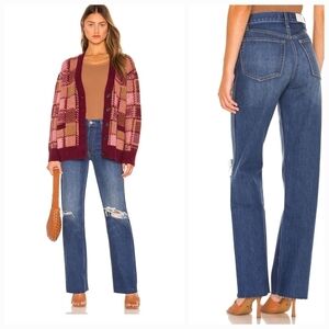 NWT Re/Done High Rise Loose Destroyed Broken Blue Jeans